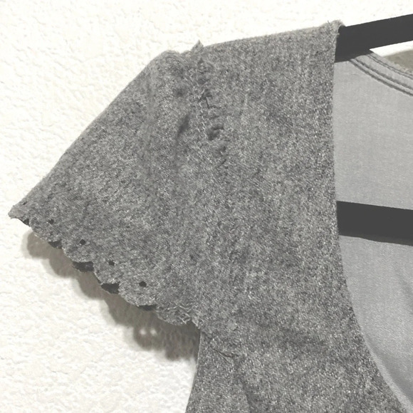 Cynthia Steffe Gray Wool Blend Short Sleeve Laser Cut Side Pockets Dress Size 4 - Picture 10 of 10